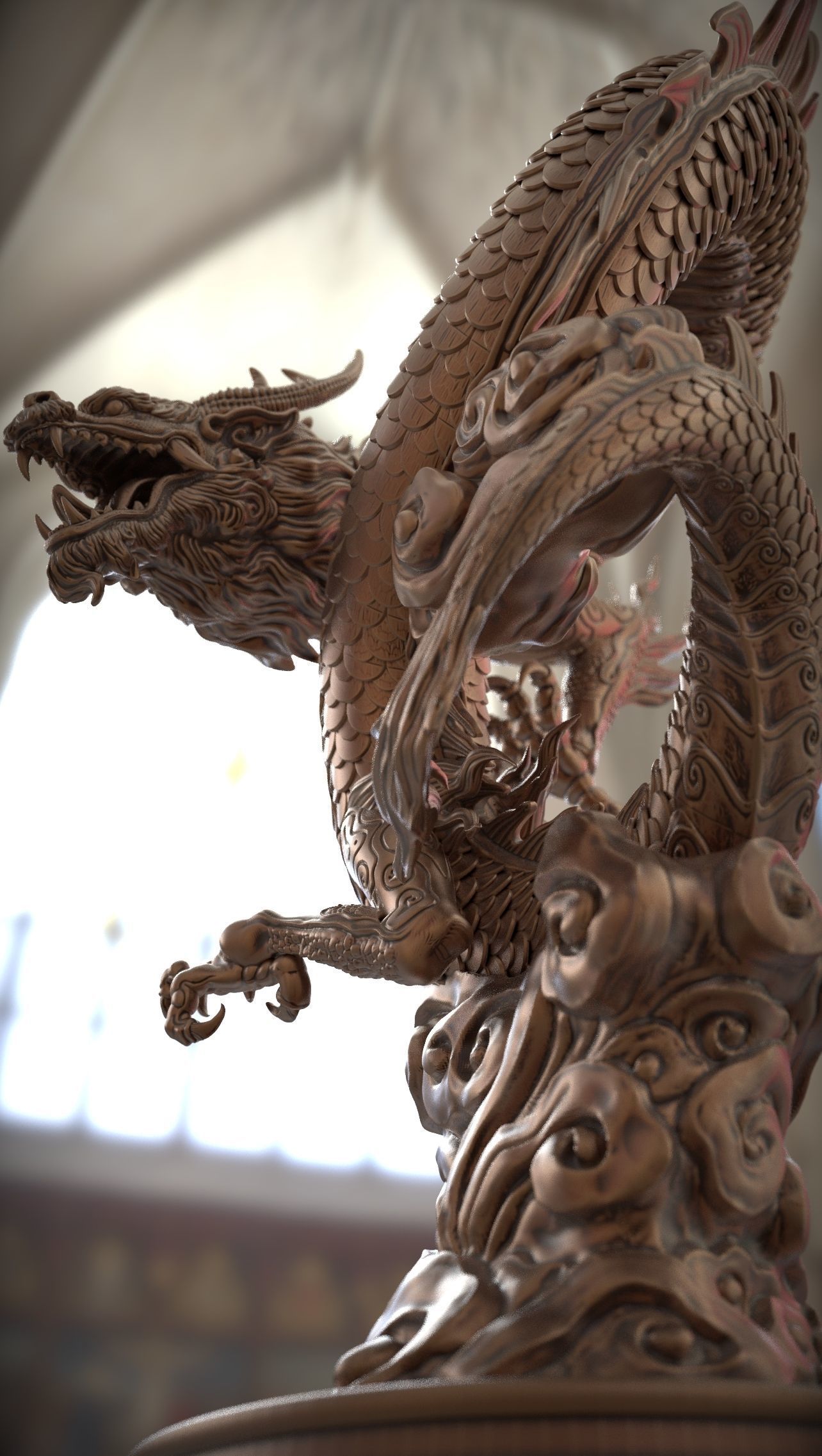 chinese dragon   Flying Dragon statue 3D print model 3D print model_13