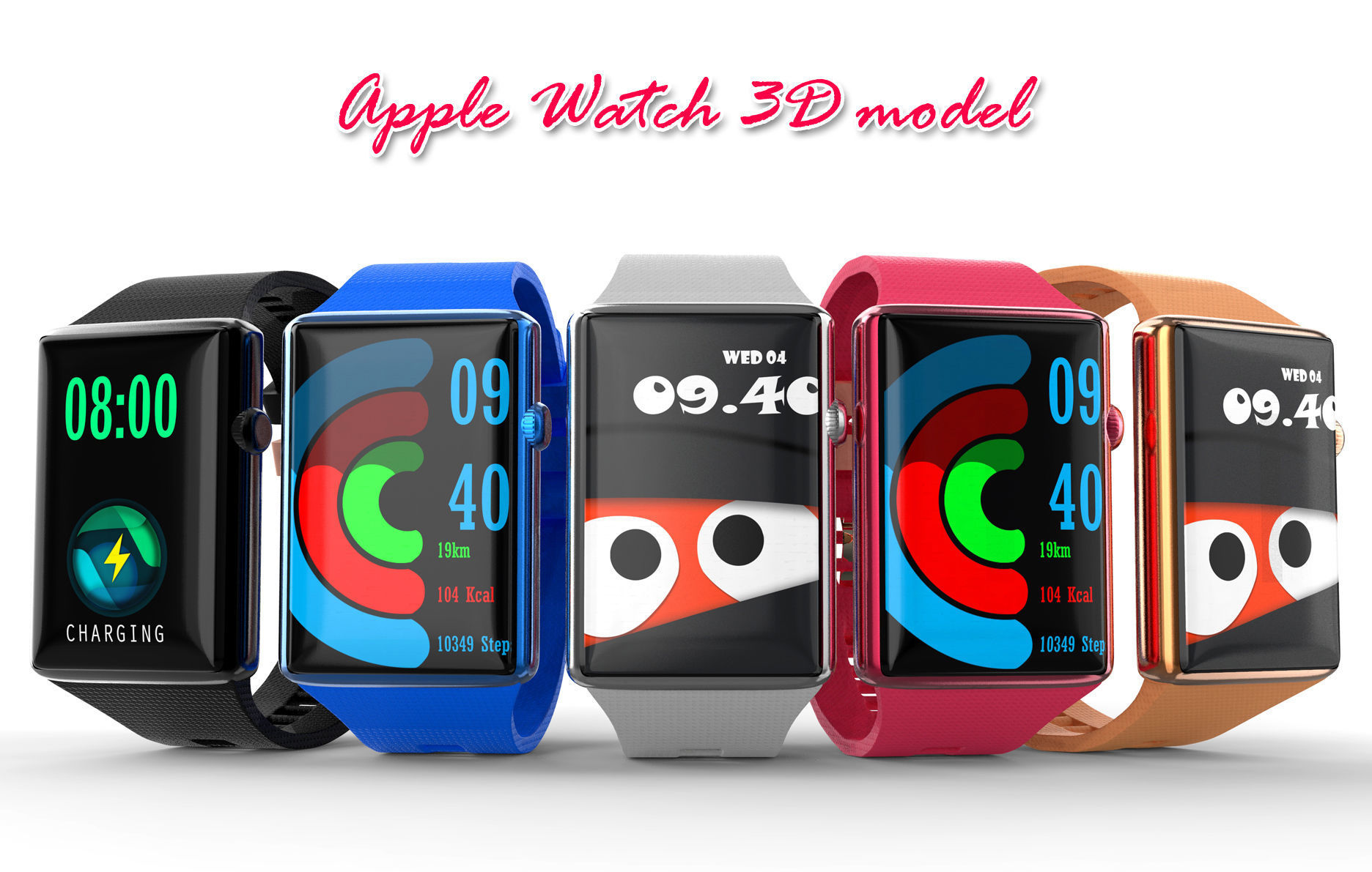 Garmin Apple  Sport Smart Pink Gold running-Watch band 3D model Low-poly 3D model_1