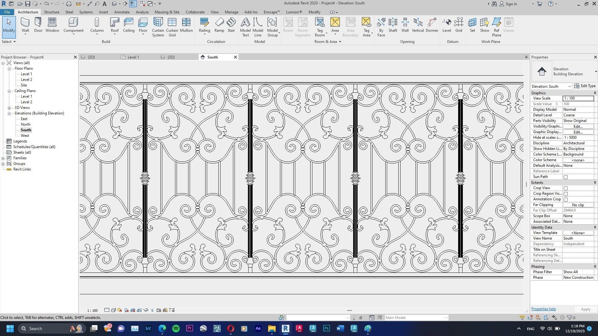 Revir Railing Model Classic Railing Revit Family type 014 3D model | CGTrader