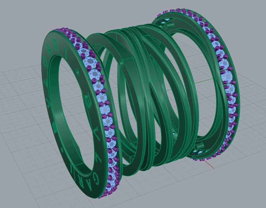 BZero1 Gold Ring with diamonds on the edges 3D print model_7