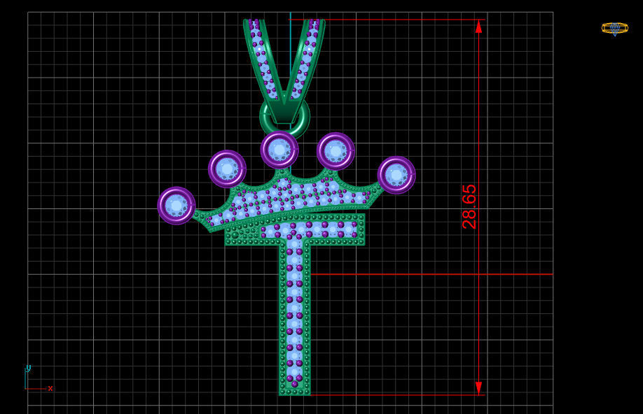 T letter pendant 3D print model_18