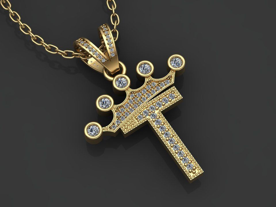 T letter pendant 3D print model_1