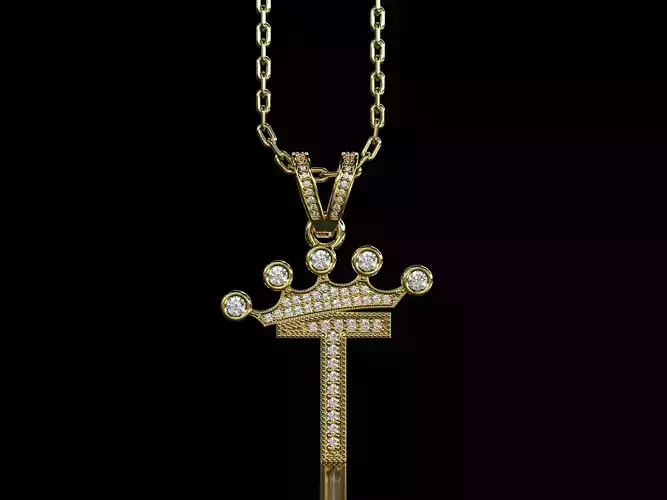 T letter pendant 3D print model