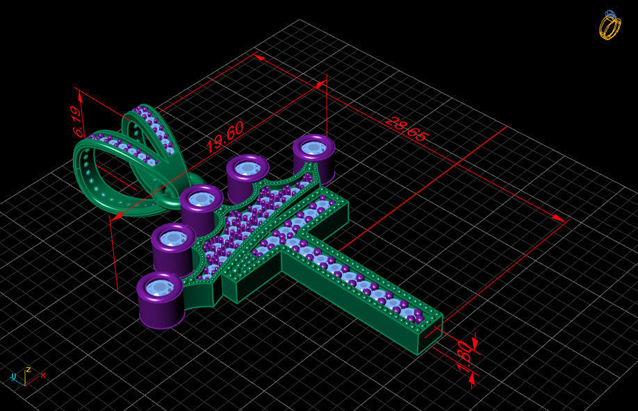 T letter pendant 3D print model_4