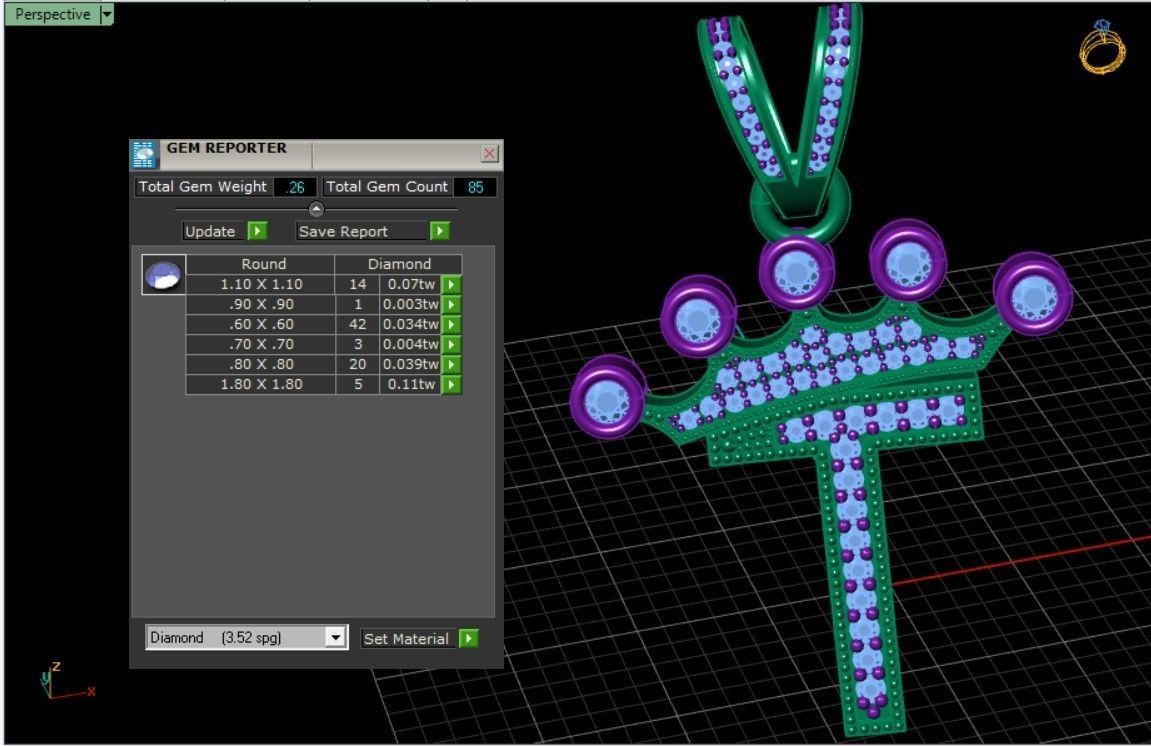 T letter pendant 3D print model_5