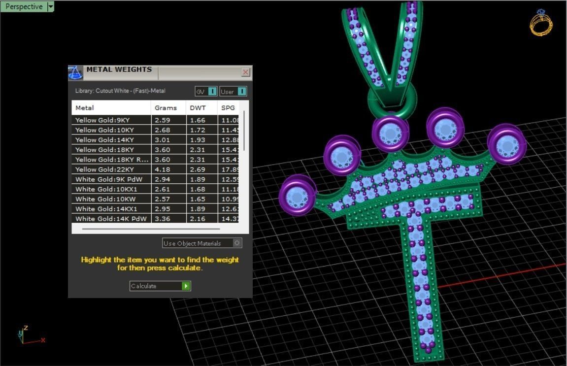 T letter pendant 3D print model_6