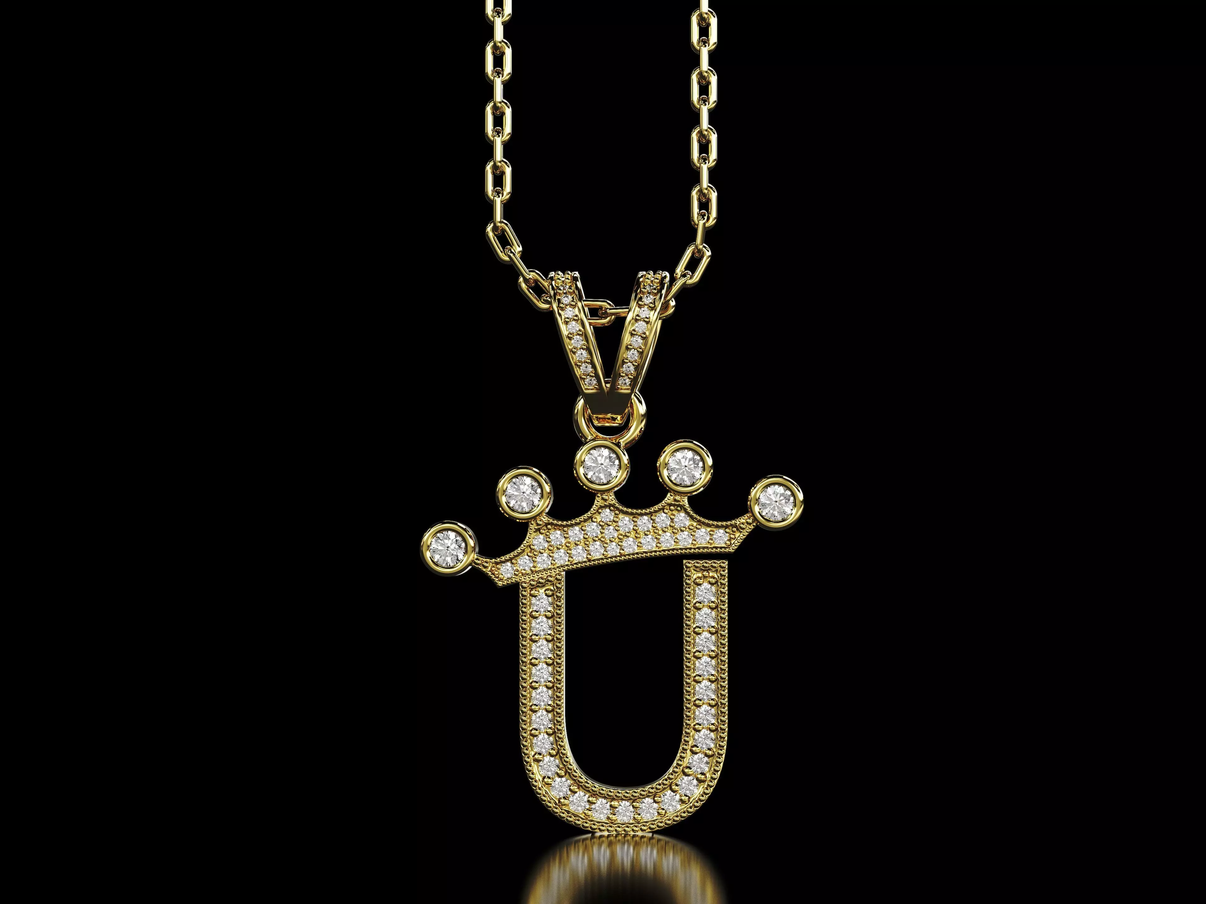 U letter pendant 3D print model