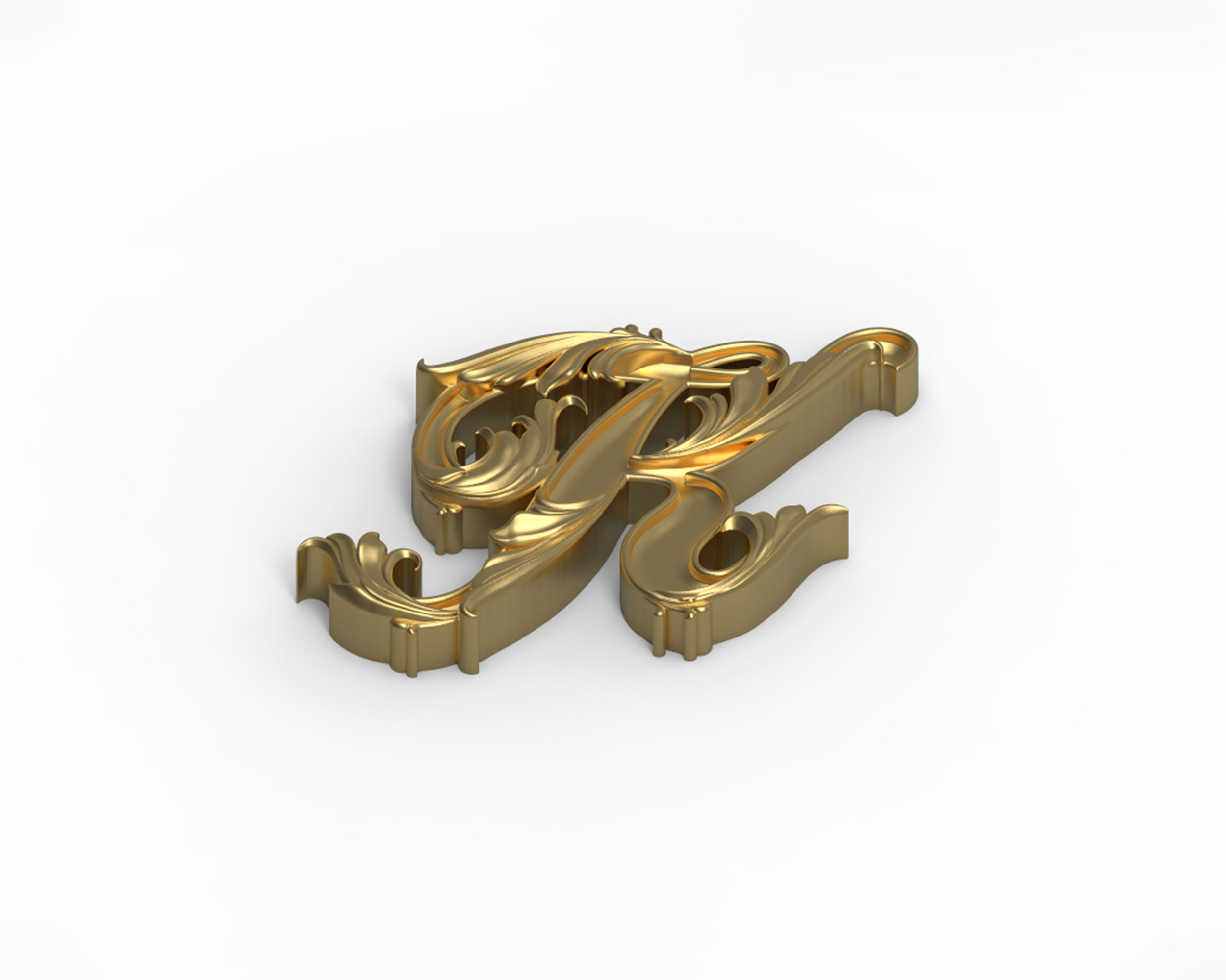 Letter K floral 3D print model_1