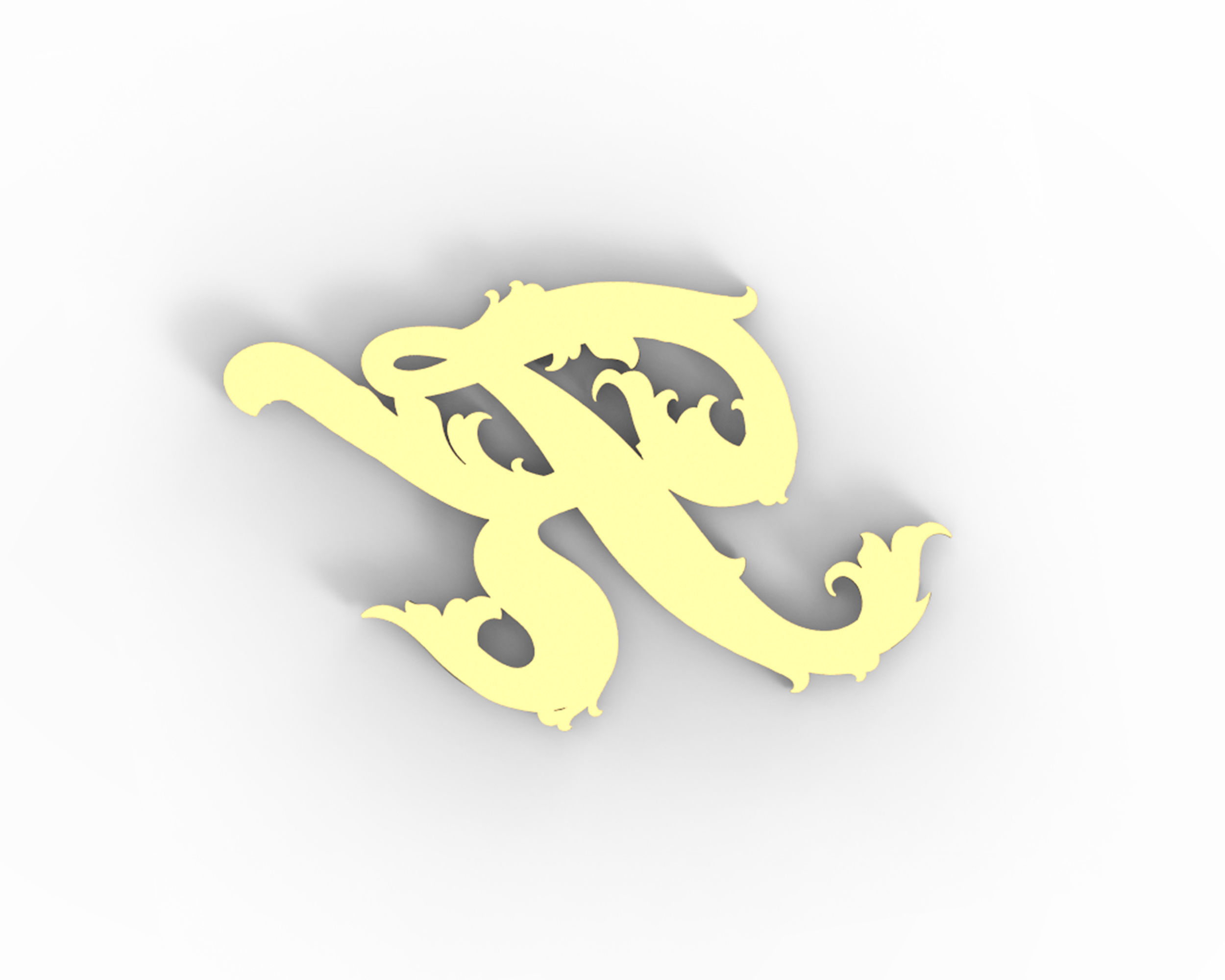 Letter K floral 3D print model_3