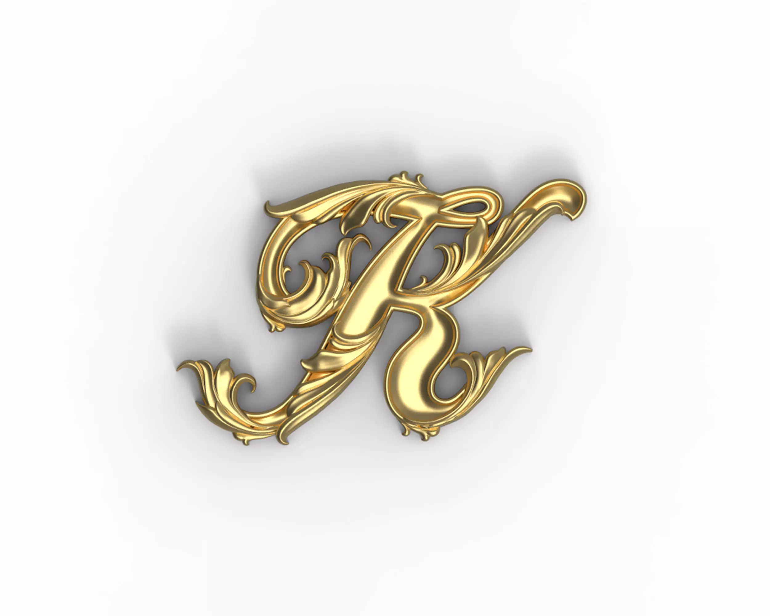 Letter K floral 3D print model_0