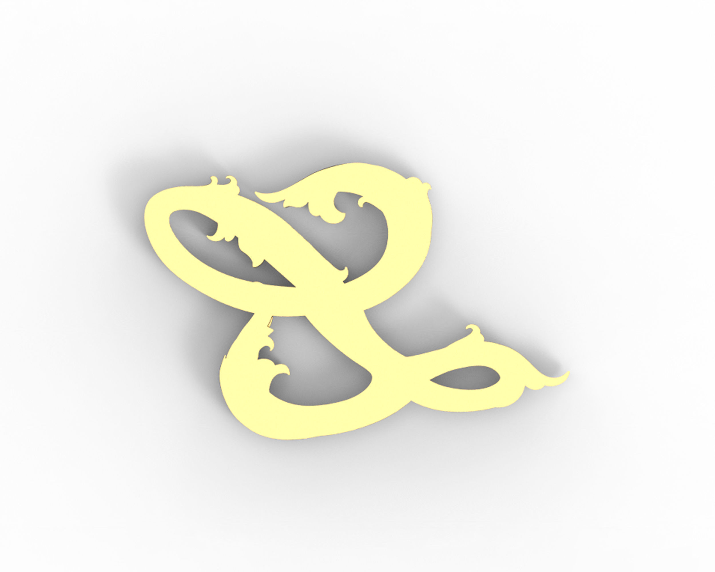 Letter L floral 3D print model_3