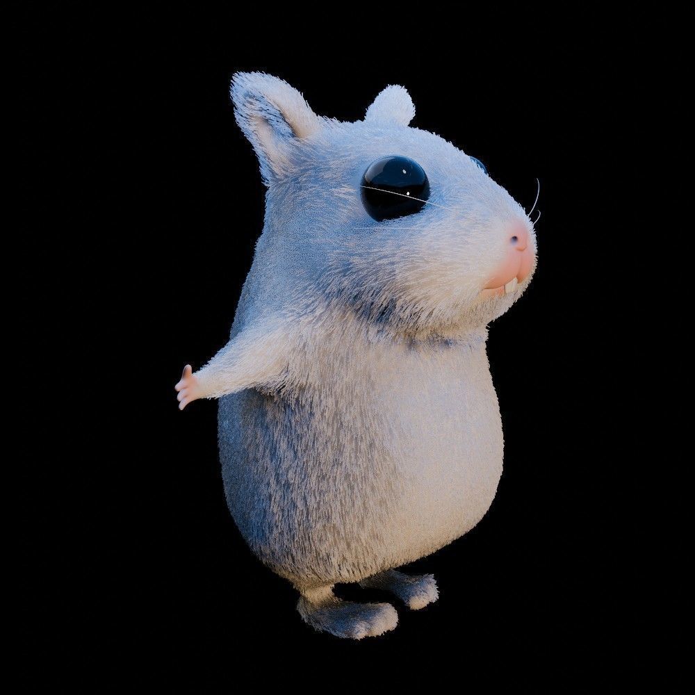 Hamster Low-poly 3D model_12