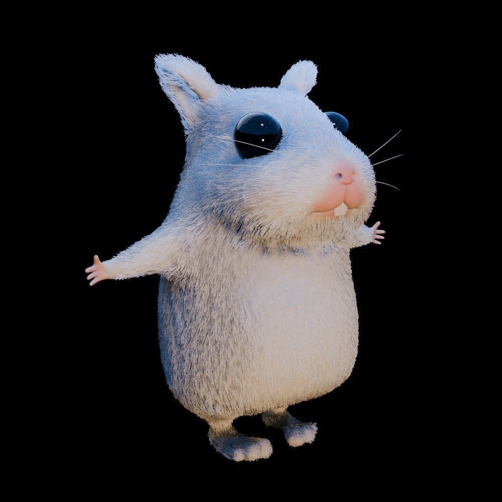 Hamster Low-poly 3D model_13