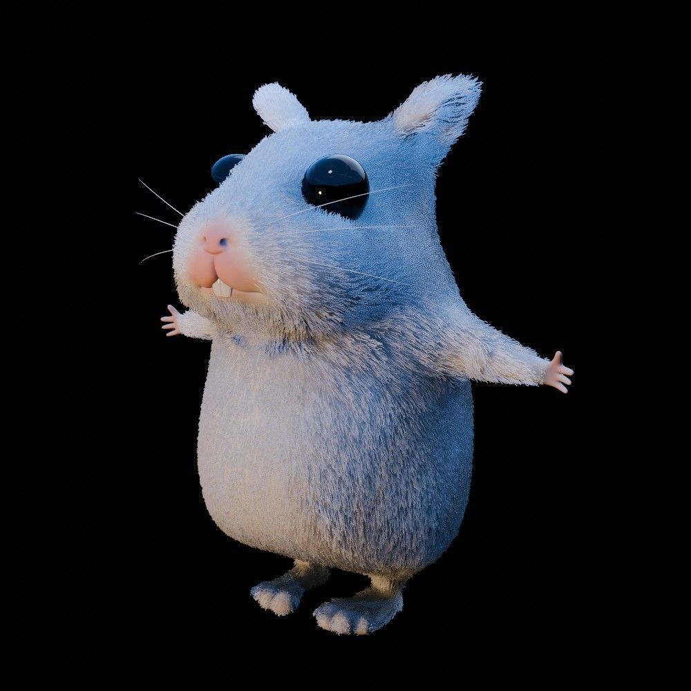 Hamster Low-poly 3D model_16