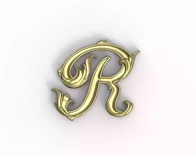 Letter R floral 3D print model