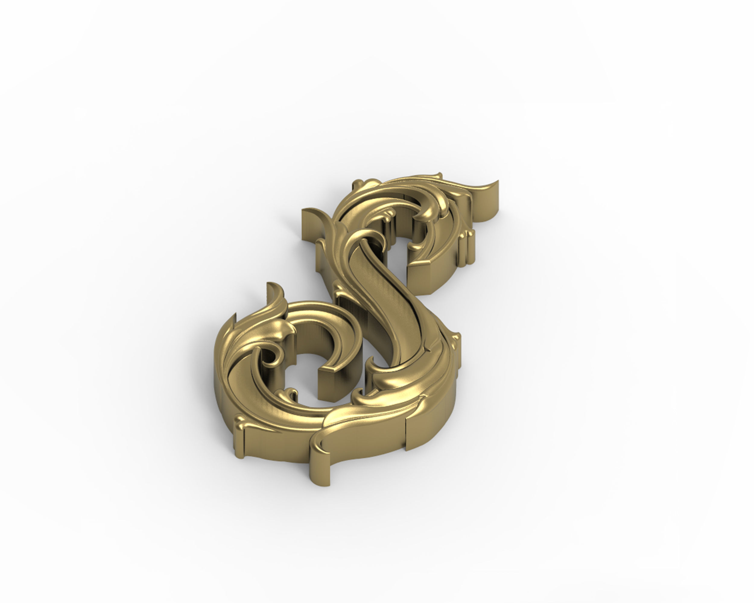 Letter S floral 3D print model_1
