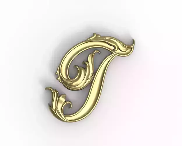 Letter T floral 3D print model