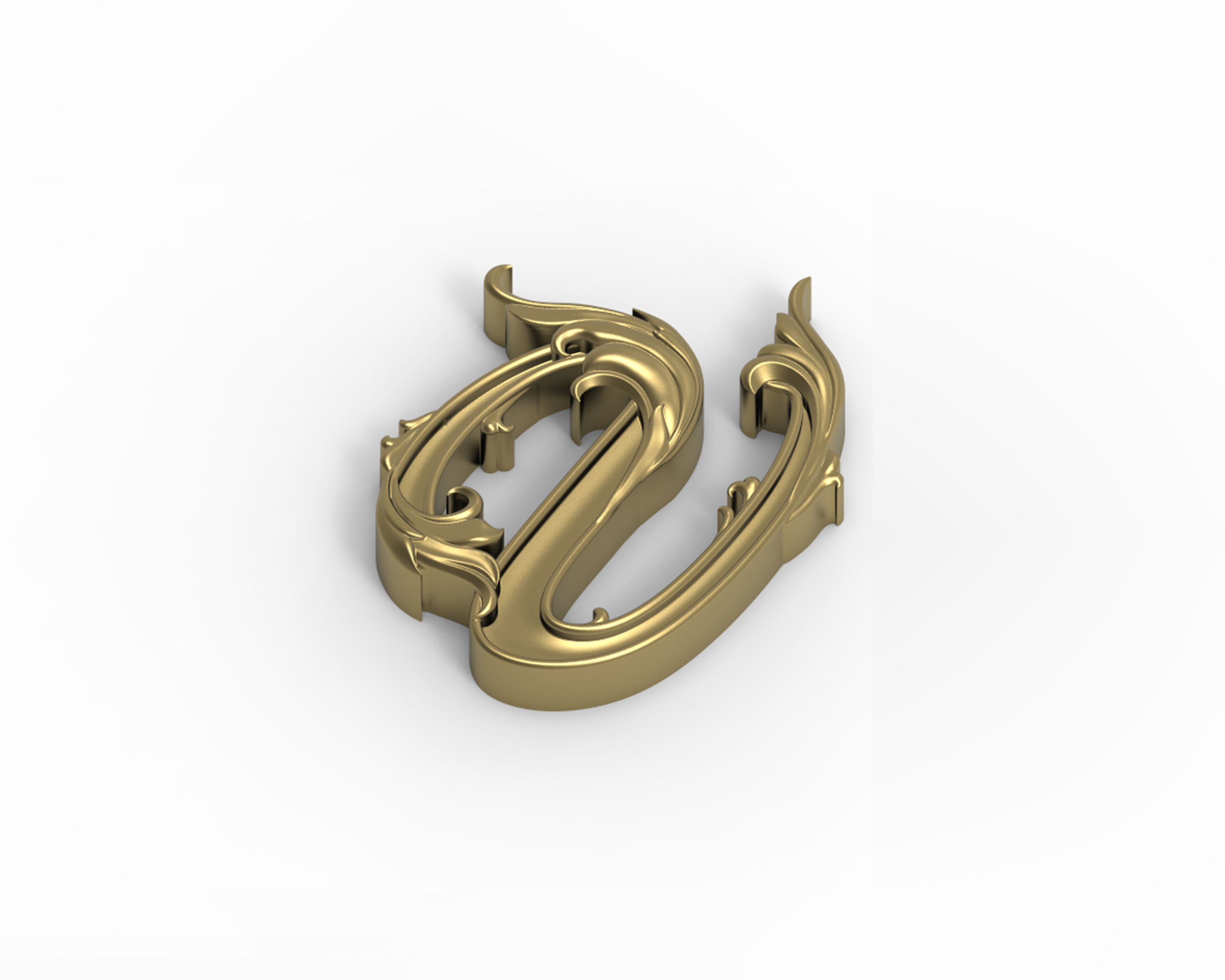 Letter V floral 3D print model_1