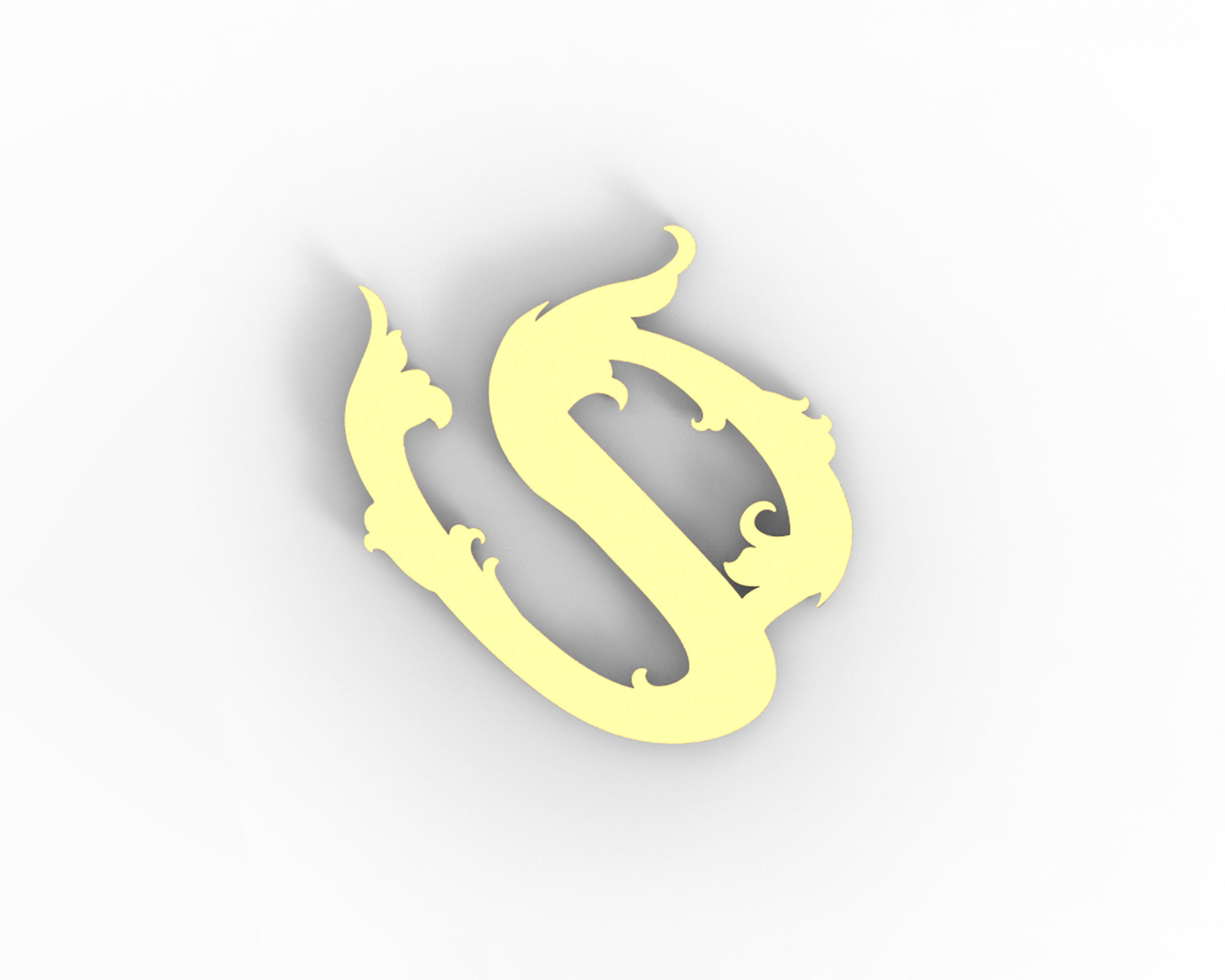 Letter V floral 3D print model_3