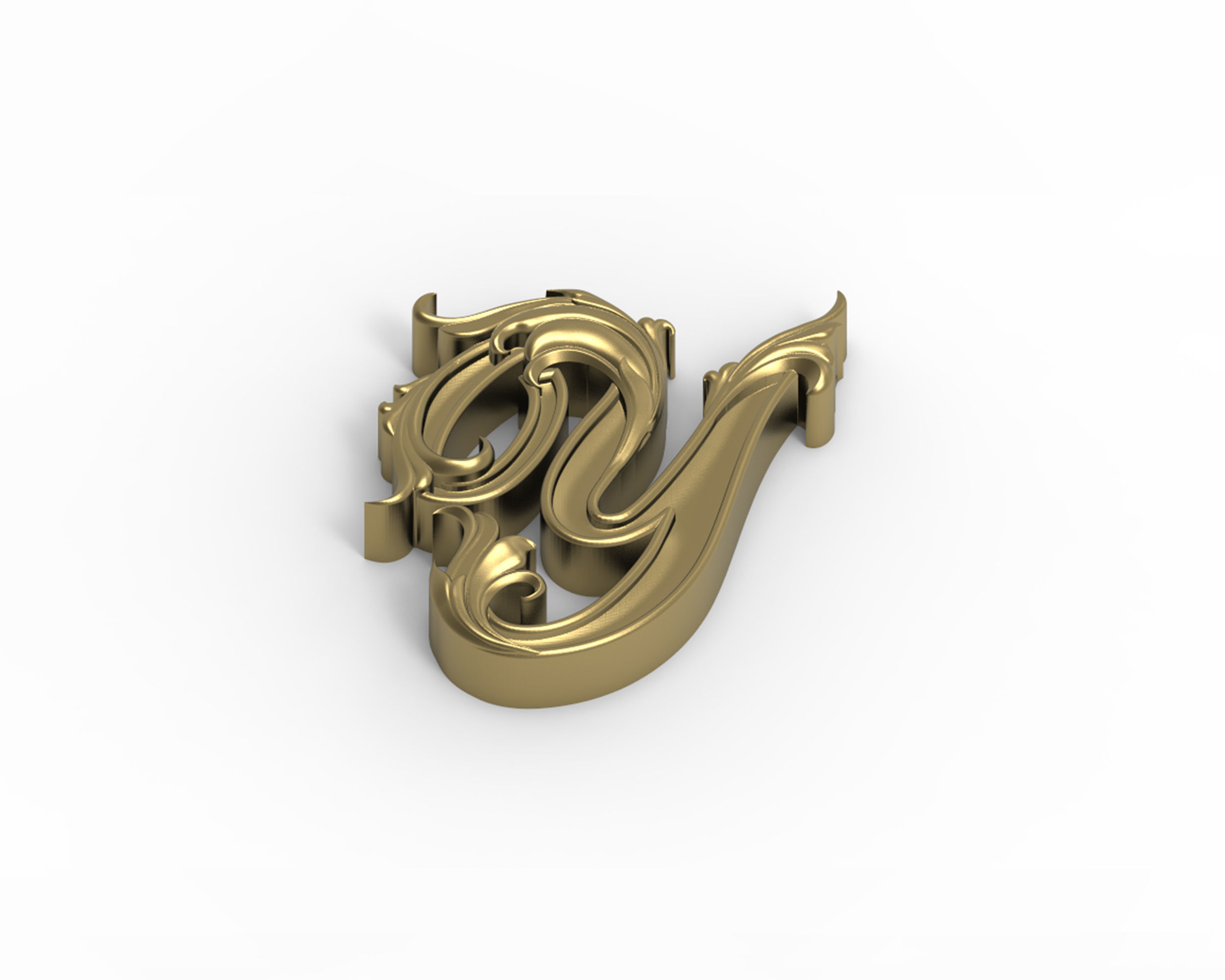 Letter Y floral 3D print model_1