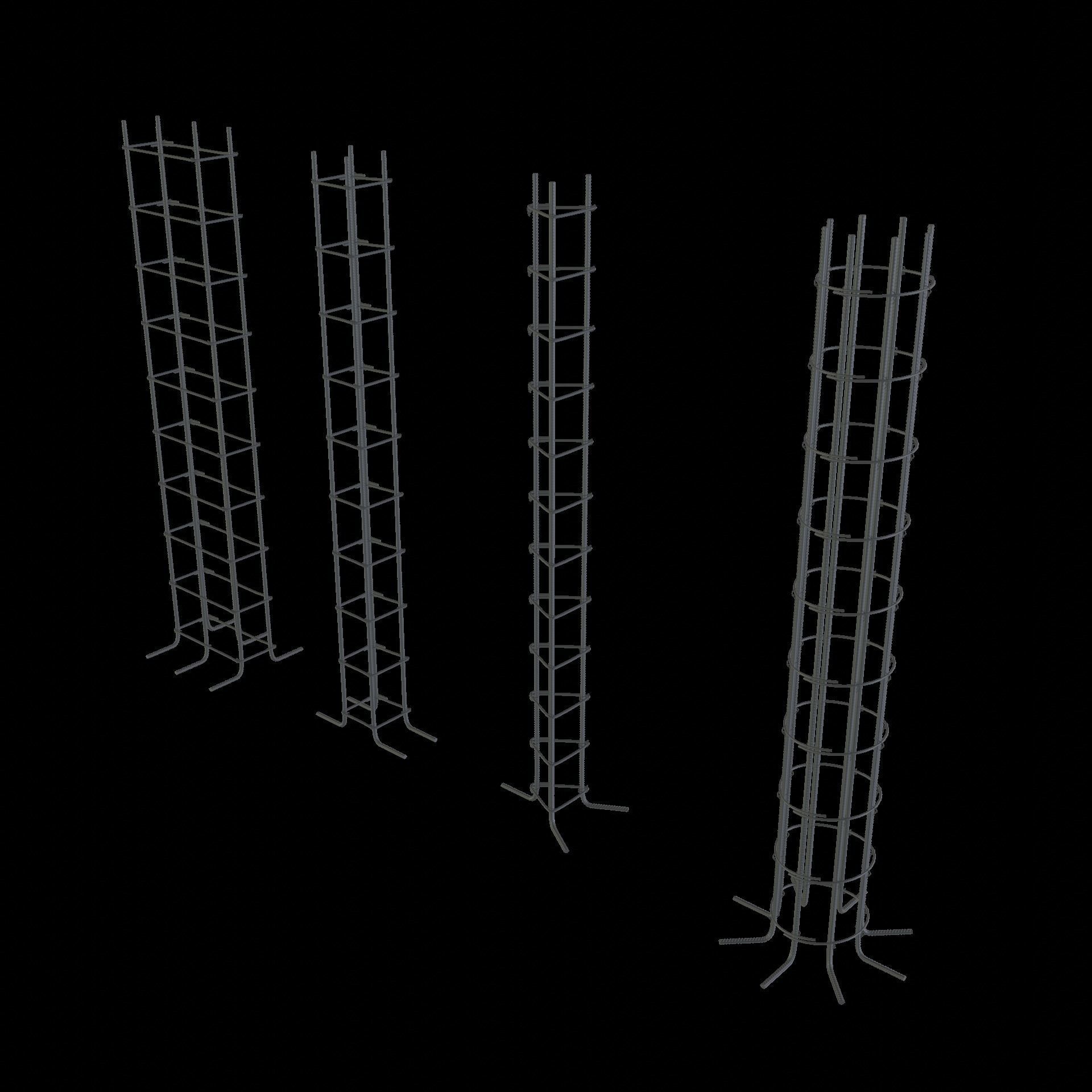 Construction Re-Enforcement Columns And Rebar Design Low-poly 3D model_9