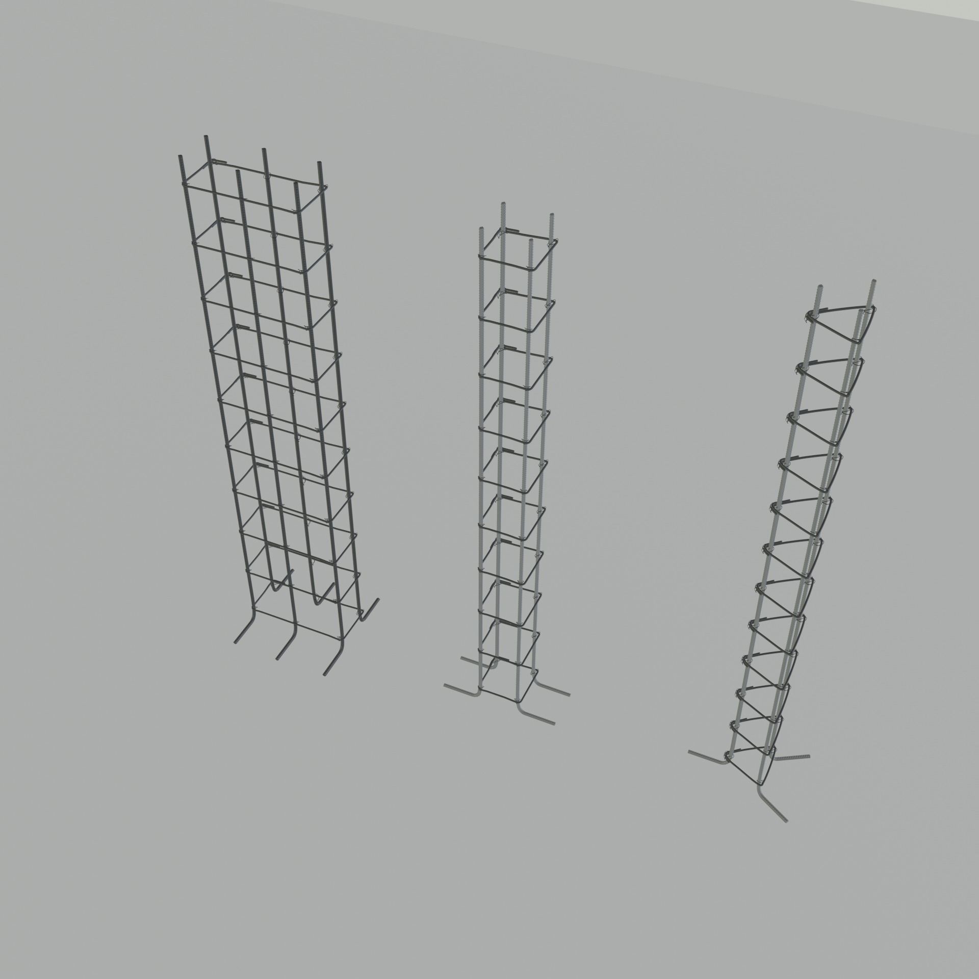 Construction Re-Enforcement Columns And Rebar Design Low-poly 3D model_6