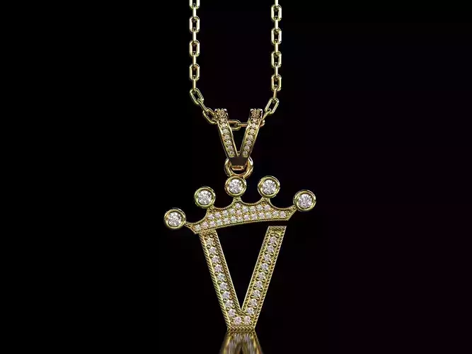 V letter pendant