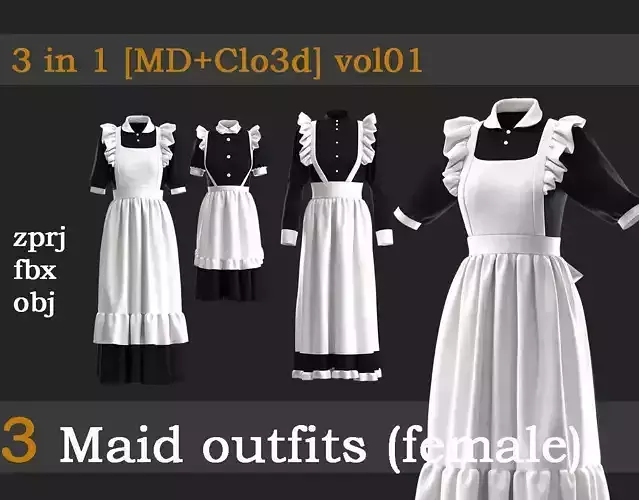 3 Maid outfits vol01