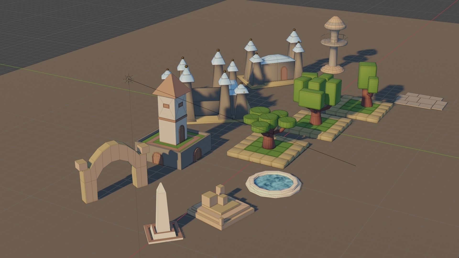 basit cartoon structure pack Low-poly 3D model_4