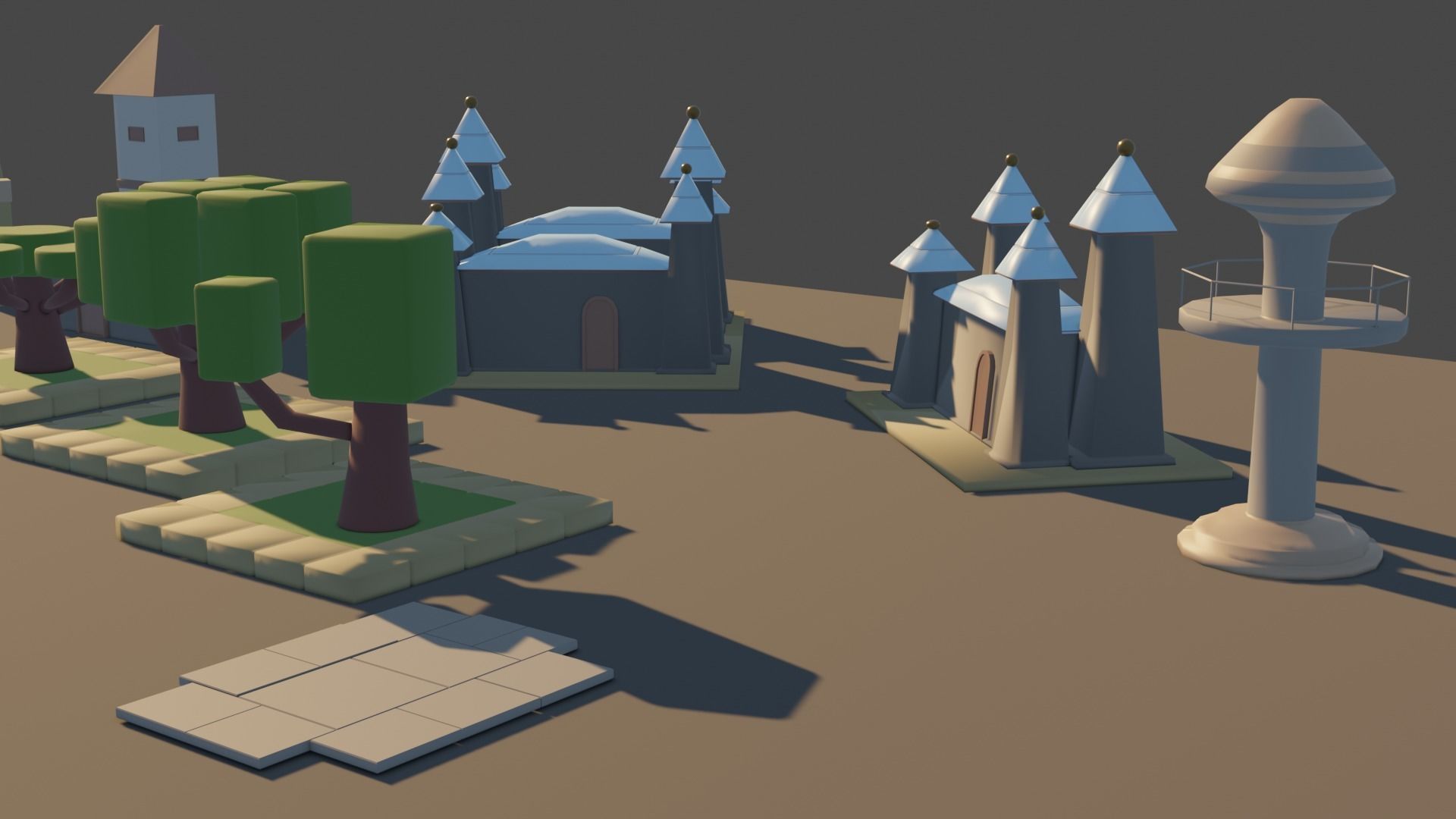 basit cartoon structure pack Low-poly 3D model_1