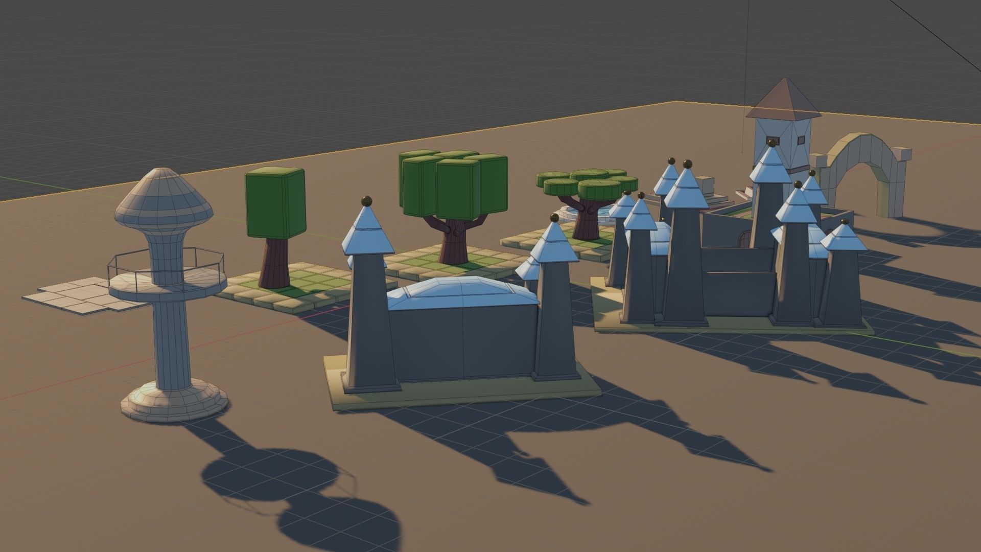 basit cartoon structure pack Low-poly 3D model_5