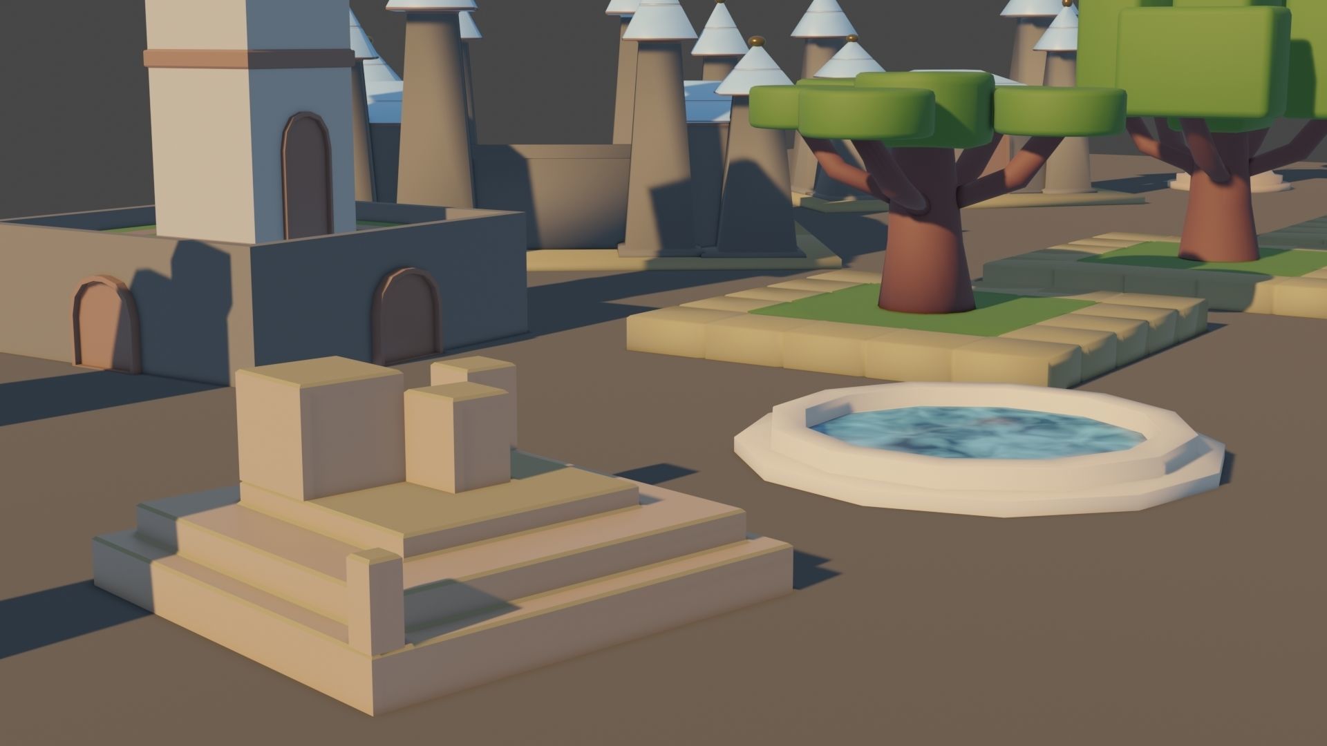 basit cartoon structure pack Low-poly 3D model_3