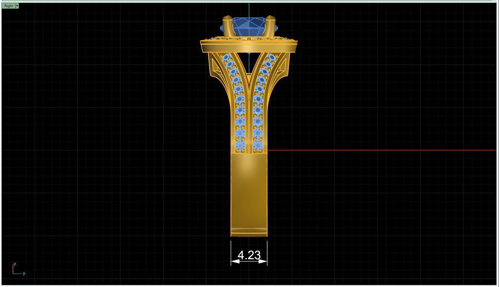 Ring Round stone 6mm Multiple ring size 3D print model_4