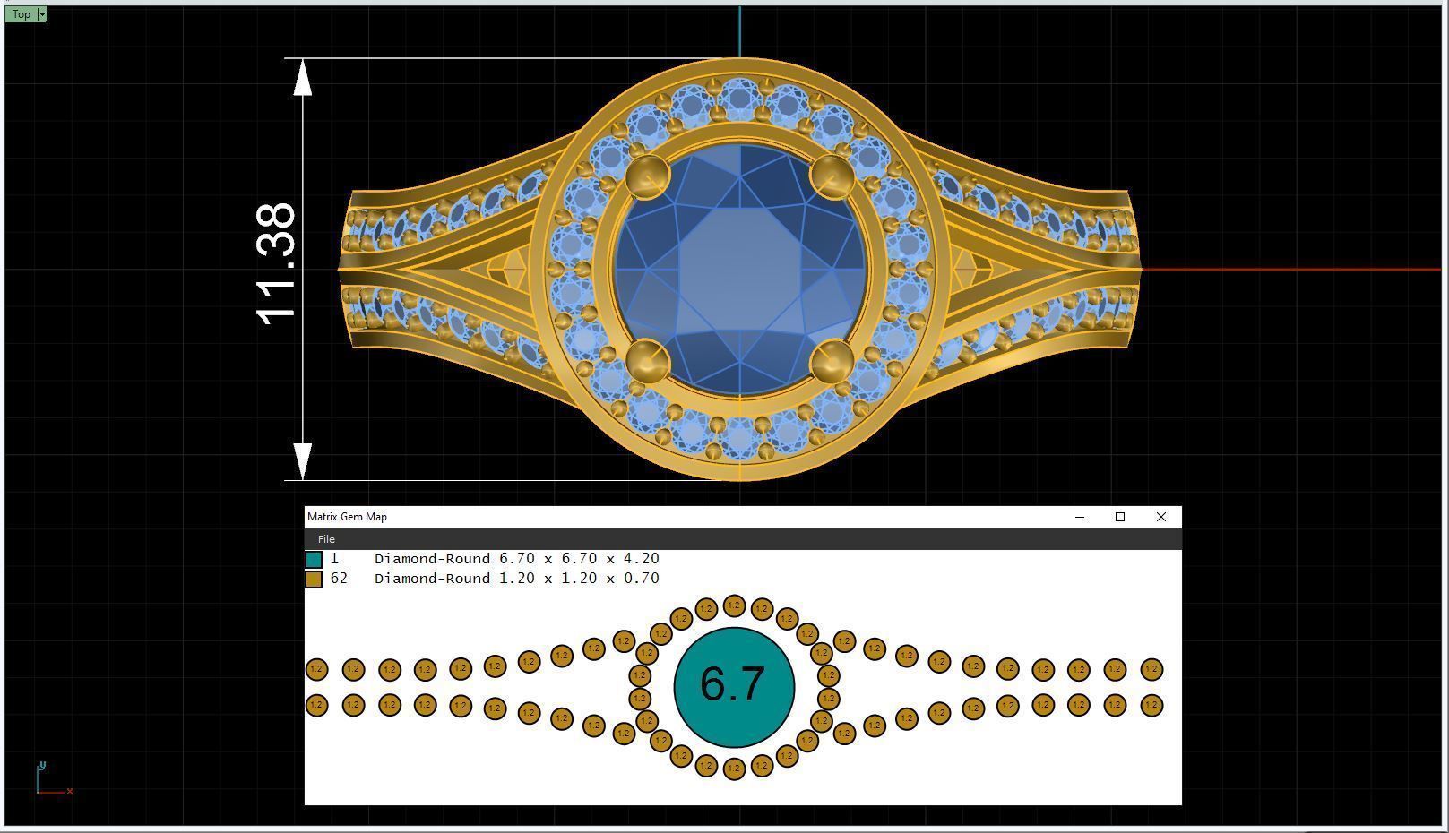 Ring Round stone 6mm Multiple ring size 3D print model_1