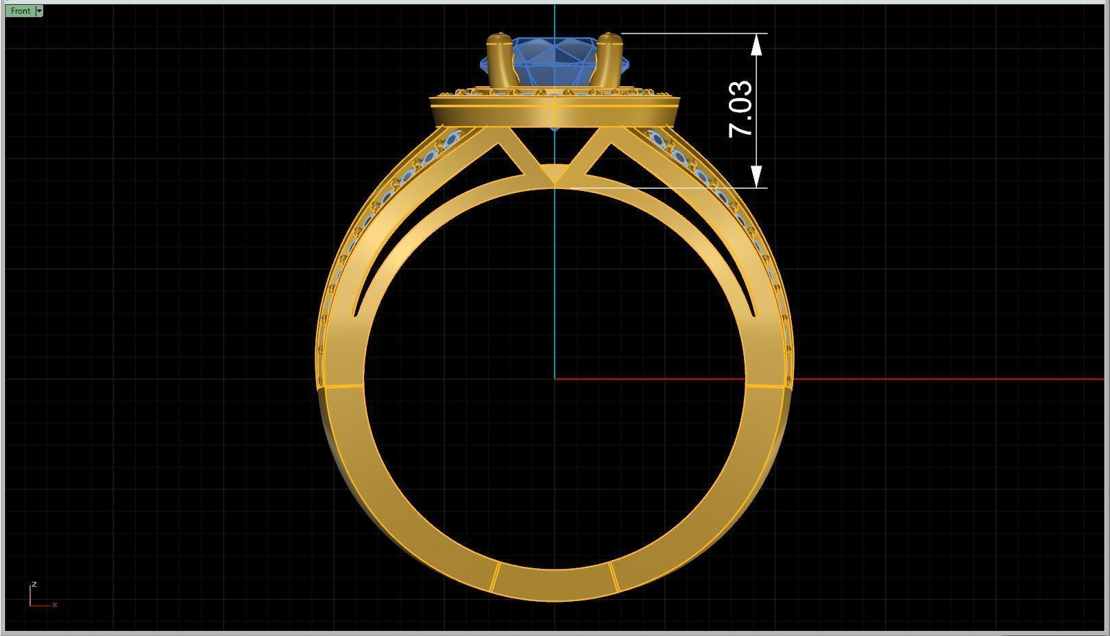 Ring Round stone 6mm Multiple ring size 3D print model_3