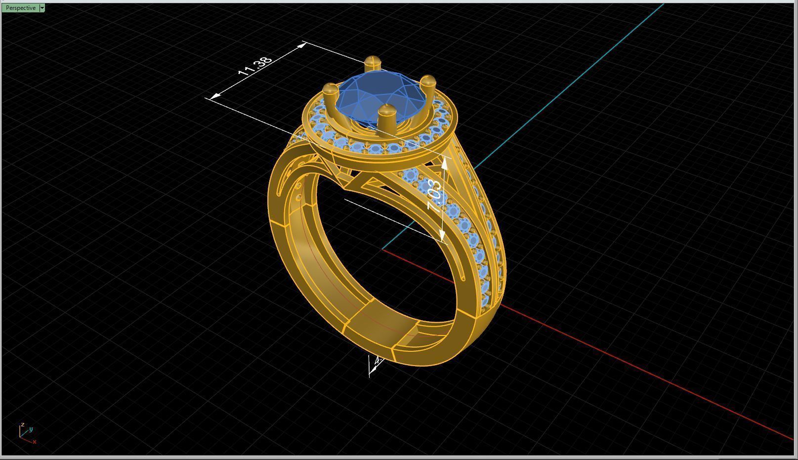 Ring Round stone 6mm Multiple ring size 3D print model_2