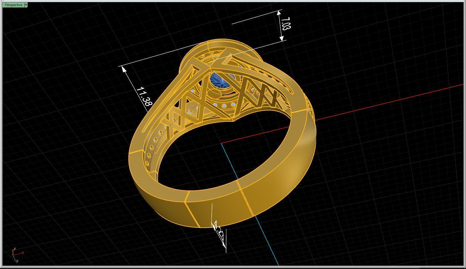 Ring Round stone 6mm Multiple ring size 3D print model_5