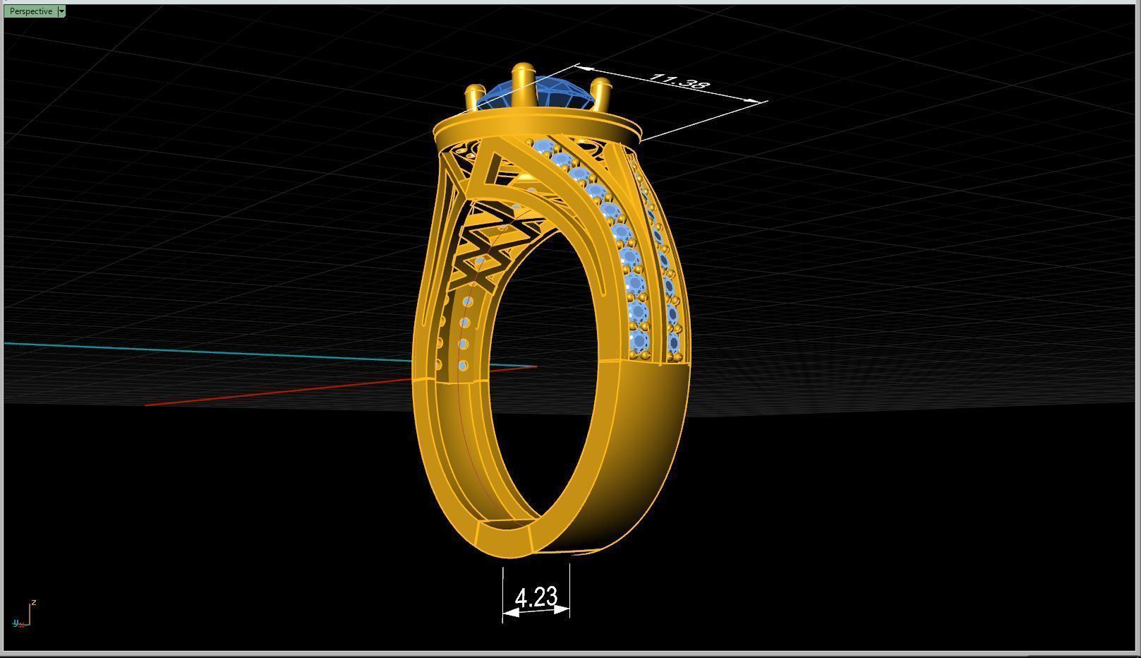 Ring Round stone 6mm Multiple ring size 3D print model_6