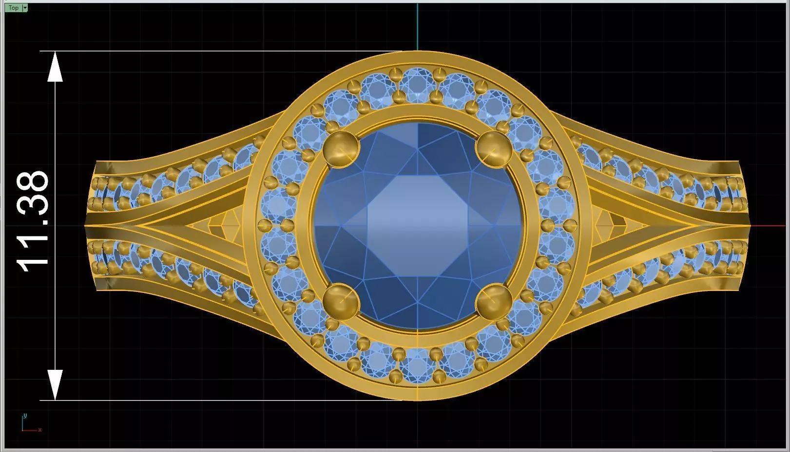 Ring Round stone 6mm Multiple ring size 3D print model_0