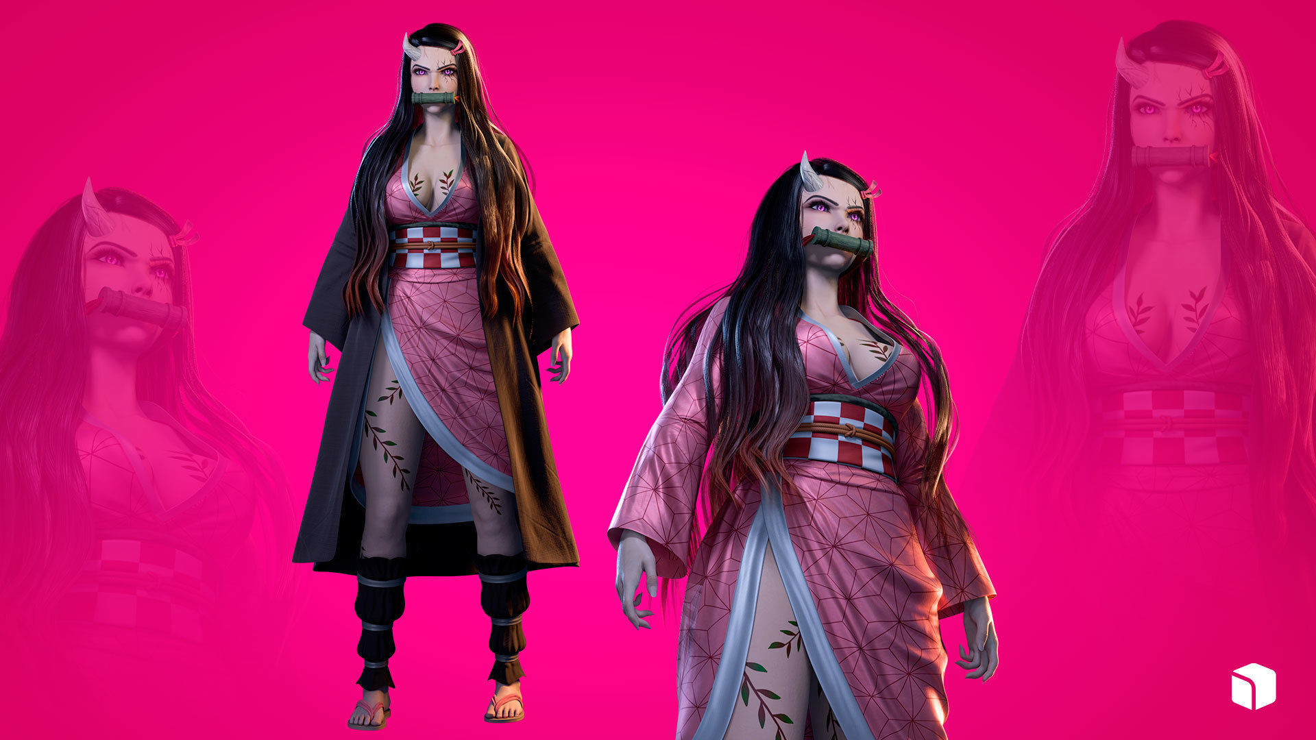 Nezuko Kamado - Game Ready - Low Poly Low-poly 3D model_2