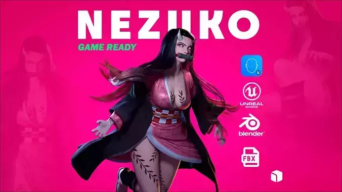 Nezuko Kamado - Game Ready - Low Poly Low-poly 3D model