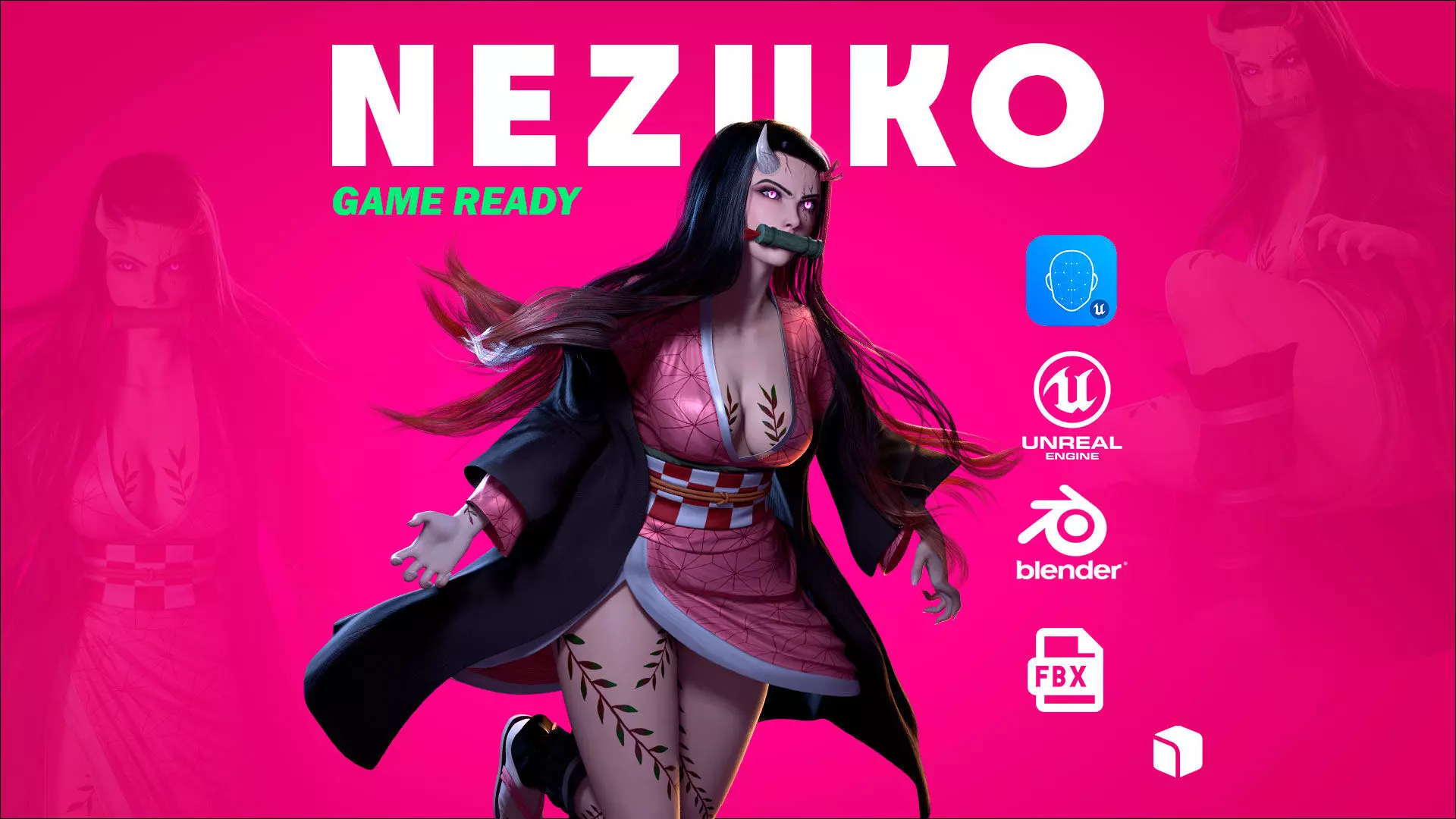 Nezuko Kamado - Game Ready - Low Poly Low-poly 3D model_0