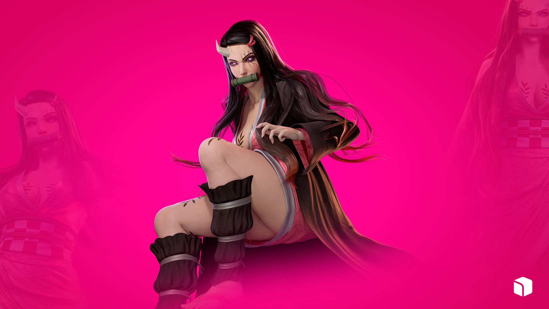 Nezuko Kamado - Game Ready - Low Poly Low-poly 3D model_5