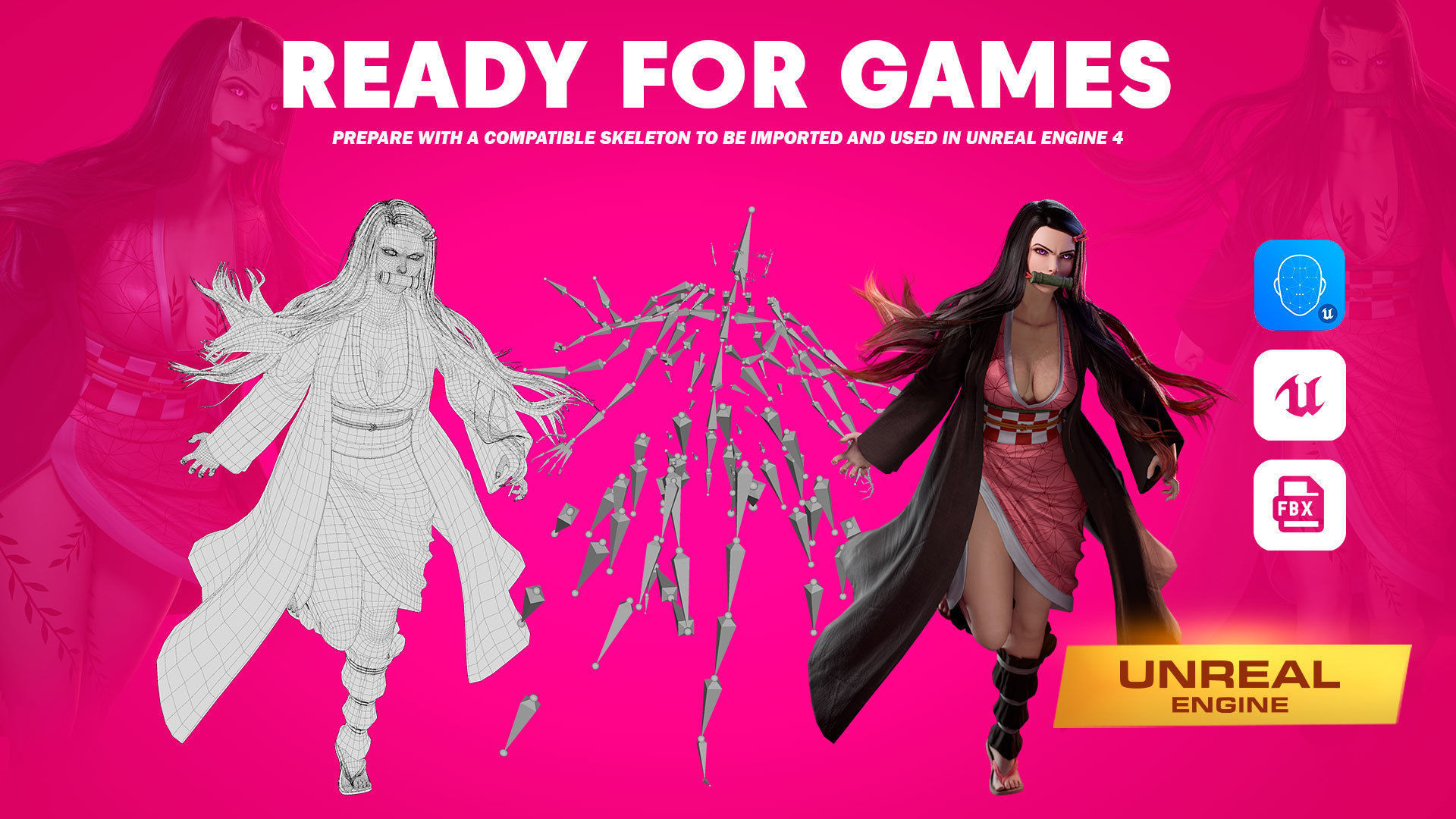 Nezuko Kamado - Game Ready - Low Poly Low-poly 3D model_18