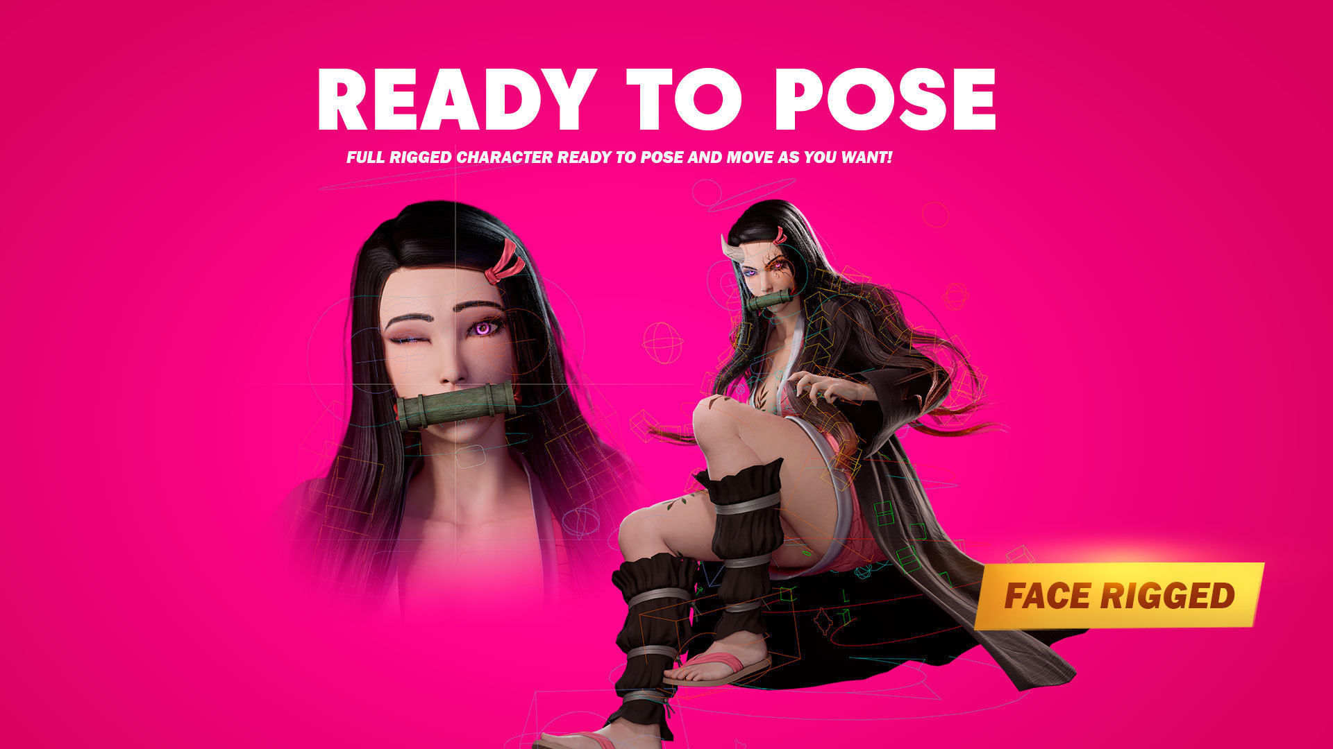 Nezuko Kamado - Game Ready - Low Poly Low-poly 3D model_16