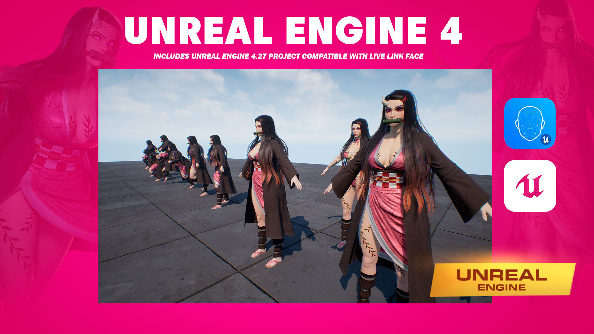 Nezuko Kamado - Game Ready - Low Poly Low-poly 3D model_19