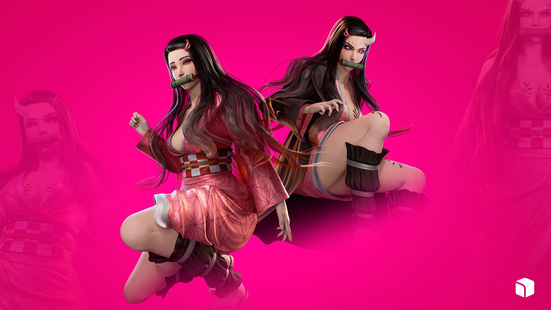 Nezuko Kamado - Game Ready - Low Poly Low-poly 3D model_4