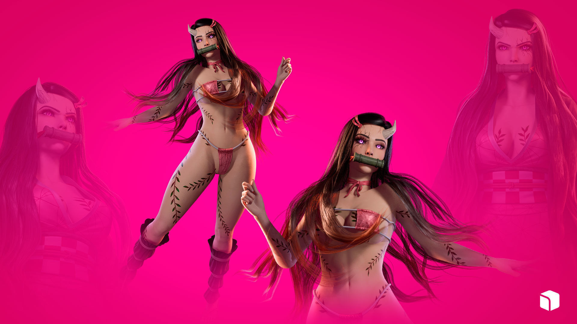 Nezuko Kamado - Game Ready - Low Poly Low-poly 3D model_8