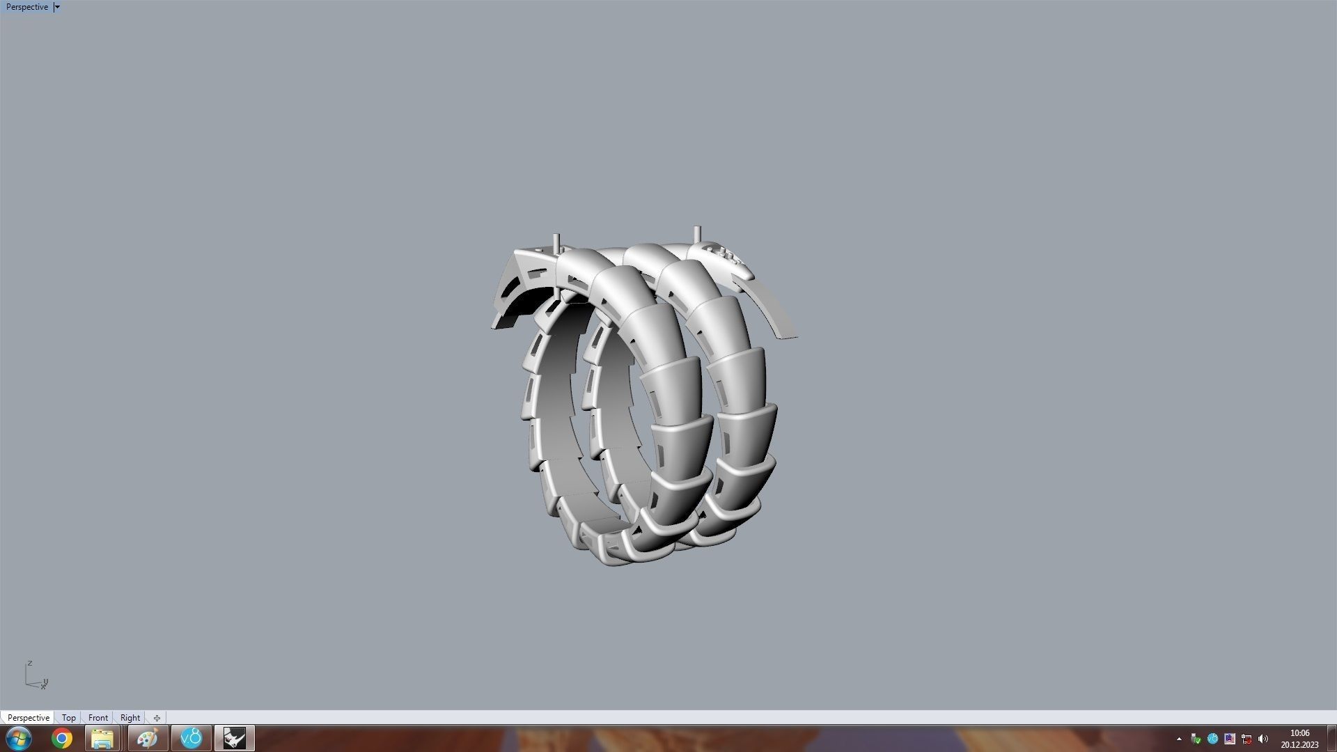 Serpenti Flexible Double Rotated Ring 18 5mm 3D print model_20