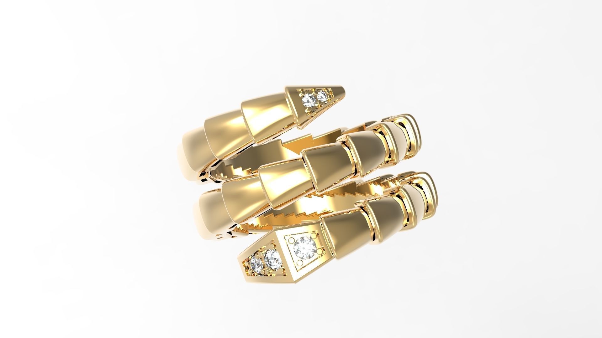 Serpenti Flexible Double Rotated Ring 18 5mm 3D print model_4